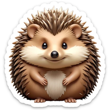 Cinematic Noble Hedgehog Portrait Emoji, Poised and regal, with a compact, spiky build and a rich, earthy Fur of brown spines and a soft underbelly, deep-set soulful beady eyes, Simplified yet sharp and sophisticated features, highly detailed, glowing with a warm, dignified glow, high shine, intelligent and endearing, stylized with an air of woodland charm, focused and attentive, soft glowing outline, capturing the essence of a watchful and confident little hedgehog, so majestic it feels as though it could scurry out of the screen with effortless authority! sticker