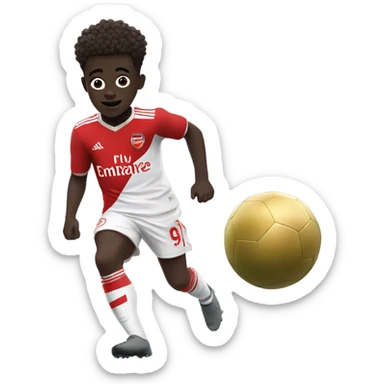 Cute, dribbling Bukayo Saka with arsenal uniform sticker