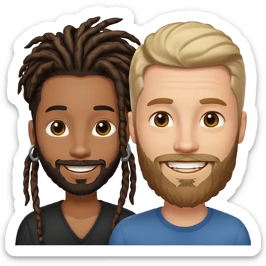 Couple emoji -WHITE with man with beard, BLACK FEMALEwith mid length locs sticker