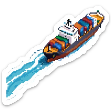 A large cargo ship on blue ocean waves sticker
