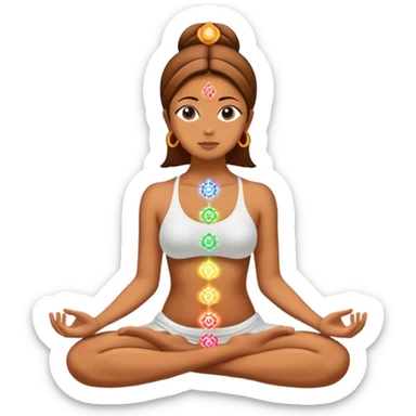 Meditating with aligned chakras glowing with  sticker