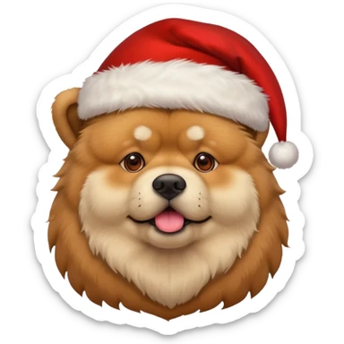 A chow chow dog wearing a santa hat sticker