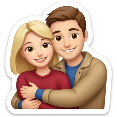 couple hug with warm smiles sticker