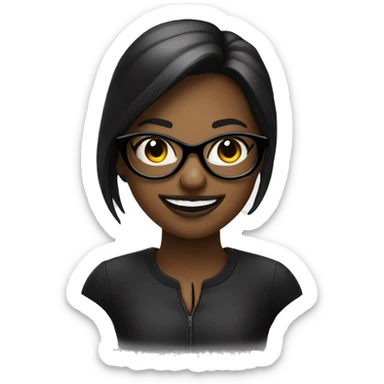 Fille noir avec lunette noir et avec une dent manquant devant  sticker