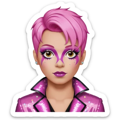 pink hair drag king fabulous makeup with glitter sticker