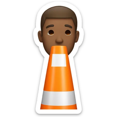 Guy who hide his eyes with a orange traffic cone sticker