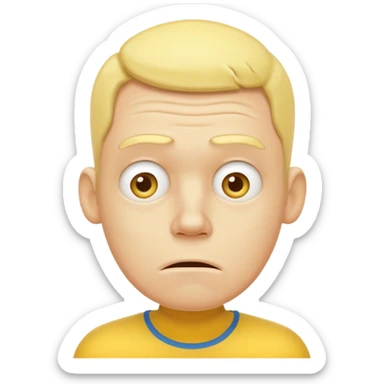 Very exhausted and confused emoji but with some humour about it - yellow man not realistic face sticker