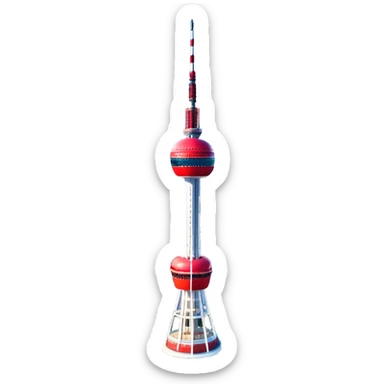 ​Cinematic Realistic N Seoul Tower, depicted in full daylight as a slender, single-column tower crowned by a cylindrical observation deck, set against a clear blue sky over Seoul’s vibrant cityscape, rendered with crisp architectural detail and bright, natural lighting that accentuates its modern elegance, sticker