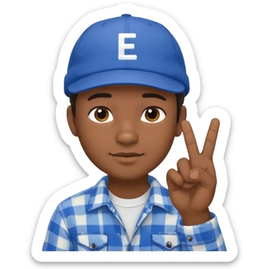 Emoji of a young man with dark hair, wearing a blue cap and a white flannel shirt, the young man is making a "like" gesture with his right hand sticker