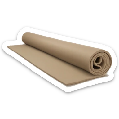 Realistic beige half rolled out yoga mat sticker