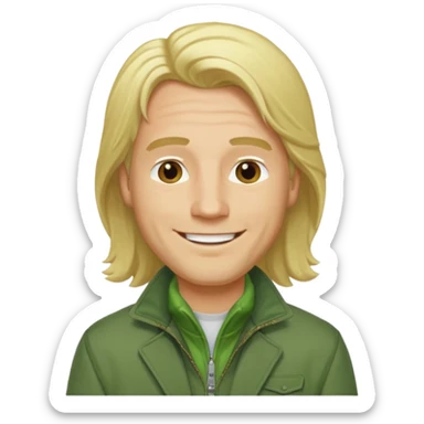 james silent hill a man with blonde long  hair and green jacket sticker