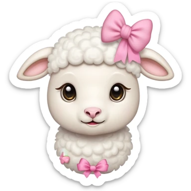 little white lamb with pink bow sticker