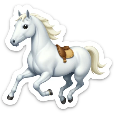 Creat a white horse running sticker