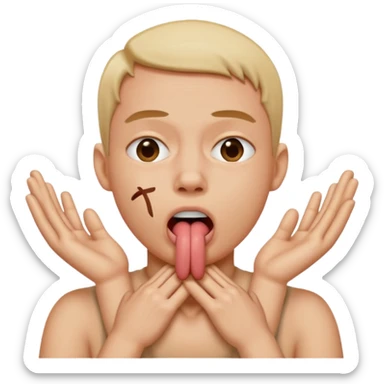 criss cross hands around throat choking self emoji tongue out sticker