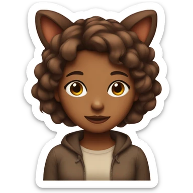 brown girl with animal ears sticker