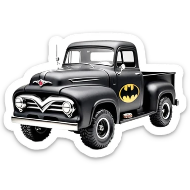 1:10 off-road lcg burning Basher Wednesday Adam’s CatWoman’s 1954 blackened tarnished hotrod ford extended cab rc pickup (extra wide low-profile pin tires without fenders) sticker