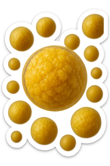 adipociti (cellule gialle) anatomiche realistiche fluttuano in aria, iperrealistico 4k sticker