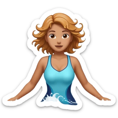 woman standing in ocean waves, water splashing around her, confident expression, dynamic sea motion, cinematic ocean vibe, 3D cartoon style, mobile game icon style, clean background, no text, no watermark
  sticker