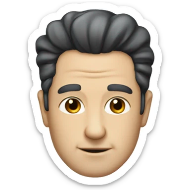 50 year old white man with black hair, receding hairline, no beard sticker