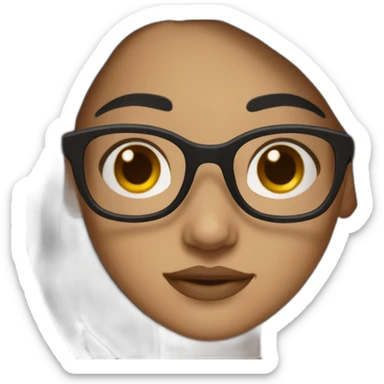 Create me a girl with long, black hair, and square glasses with brown skin sticker
