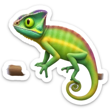 chameleon with green, purple and yellow colors sticker