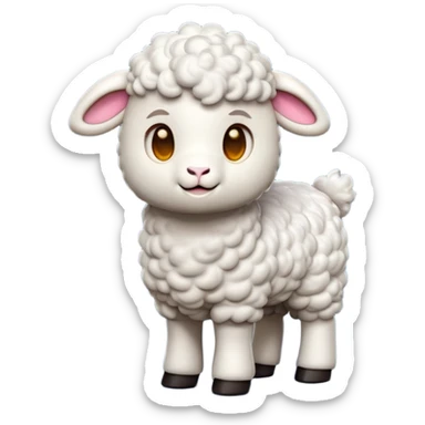 cinematic-[lamb]-realistic-full-body-standing-emoji,-tail-flicking-lazily,-head-tilted-dramatically,-curly-[white]-fur,-simplified-yet-realistic-focused-features,-highly-detailed,-glowing-with-an-almost-sarcastic-glow sticker