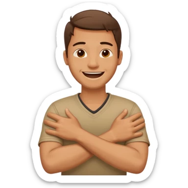 Arms crossed holding neck laughing guy sticker