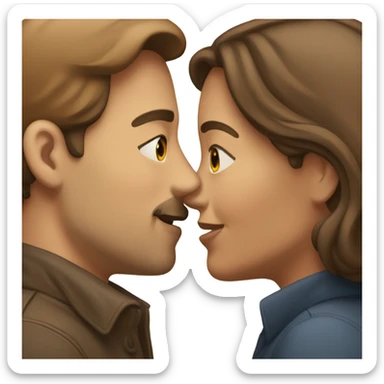 two men one woman kissing brown hair three people sticker