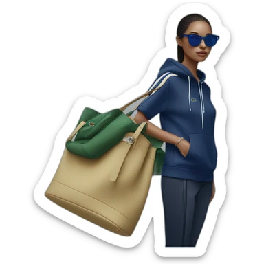 Lacoste bag girl with black lacoste hoodie e and blue oakley sportive sunglass  sticker