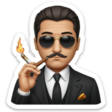 Italian gangster, tailored suit, cigar, dark shades, sticker