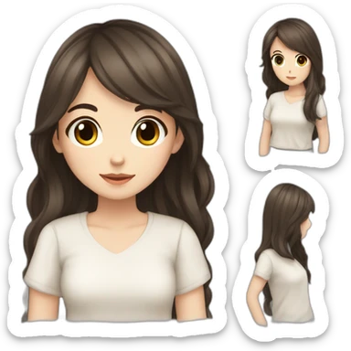 Interior designer bale girl with long dark brown hairand dark brown eyes anime sticker