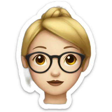 Vietnamese girl with golden round glasses and dark red black hair sticker