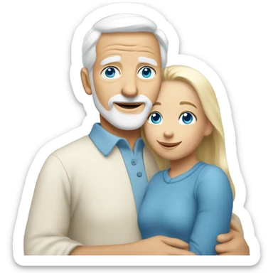 White grandparents hugging blonde granddaughter all blue eyes sticker
