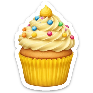Vanilla cupcake with crushed up cereal on top with sprinkles sticker