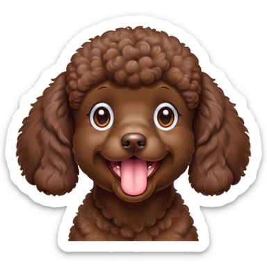 Cinematic Cute Yawning Chocolate Poodle Portrait Emoji, Head tilted slightly with a dramatic, wide-open yawn, displaying a soft, curly chocolate Fur with a refined texture, floppy ears slightly drooping, round brown eyes barely open in drowsy contentment, Simplified yet irresistibly adorable features, highly detailed, glowing with a soft, cozy glow, high shine, relaxed yet expressive, stylized with a touch of whimsy, bright and endearing, soft glowing outline, capturing the essence of a sleepy yet affectionate companion, so drowsy it feels like it could stretch right out of the screen and curl up for a nap! sticker