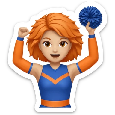 cheerleader  within a circle of shades of orange and blue With her, Boom Boom, and cheering sticker