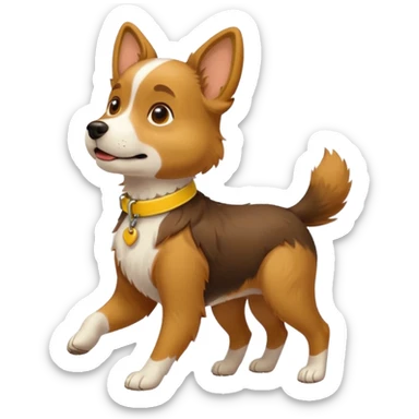 dog walking wearing yellow collar sticker