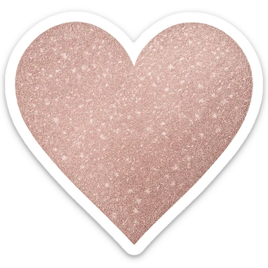 Edit the glittery gold color heart to a glittery rose gold color heart with a subtle gradient and no border. Keep the background transparent. Maintain the glittery texture and subtle gradient effect in rose gold tones sticker