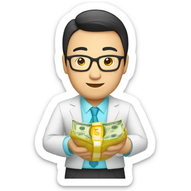 kazakh businessman with money in hands sticker