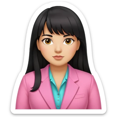 Latina girl with bangs black long hair plus size with pink blazer sticker