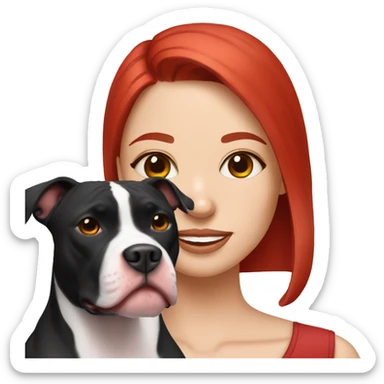 Black and white pitbull with red head girl owner sticker