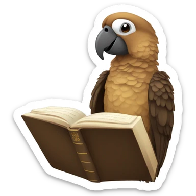 brown parrot reading the Bible sticker