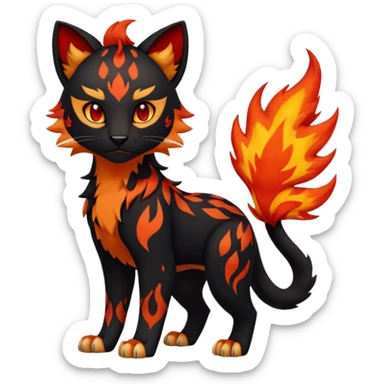 Fiery Hot Handsome Surrealistic Edgy Liepard-Linoone-Litten-Pokémon-fusion-creature (full body) sticker