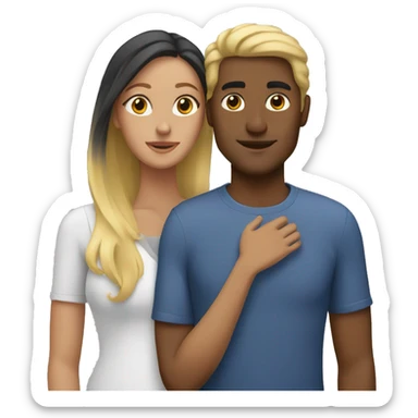brown Man and blonde woman cuddle sticker
