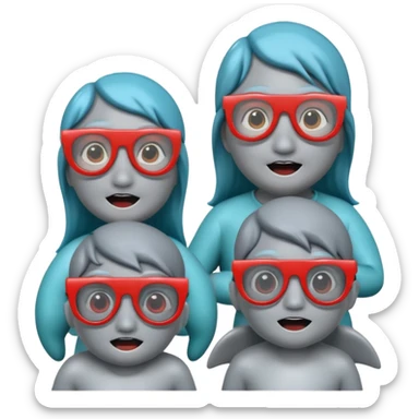 4 dolphins watching a horror film sticker