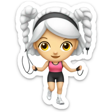 white gym girl with a skipping rope over her head sticker