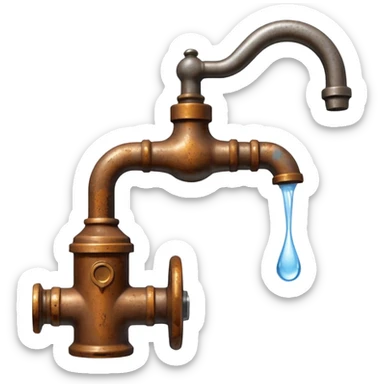 
water pouring from an OLD tap, 1980 sticker