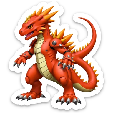 Cool edgy Guilmon-Agumon-Digimon, full body sticker