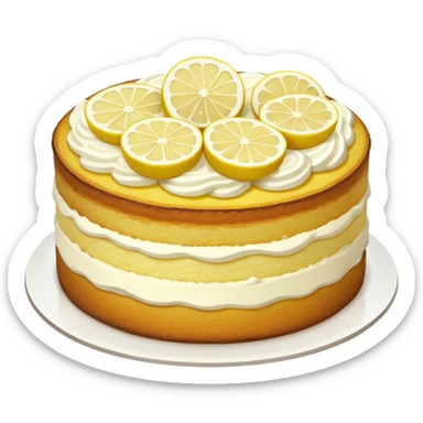 A lemon cake with a white cream filling, topped with two thin lemon slices. sticker