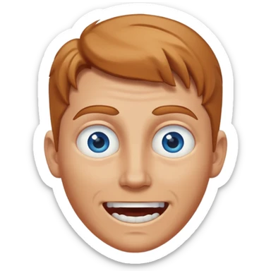 white man with caramel hair and blue eyes whos very scary but so so happy! sticker